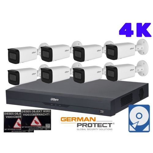 Dahua M56 Videoüberwachungsset 8x Bullet Kamera 4K+ NVR 8 Kanal + 4 TB HDD