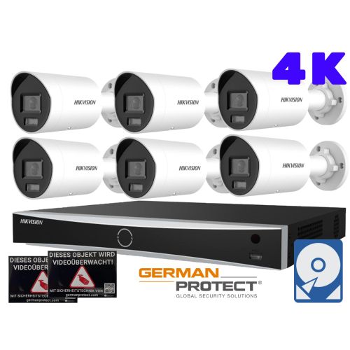 Hikvision M33 Videoüberwachungsset 6x Bullet Kamera 4K+ NVR 8 Kanal + 4 TB Festplatte 