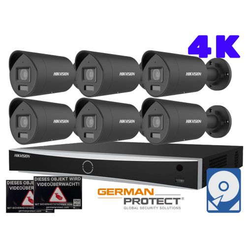 Hikvision M34 Videoüberwachungsset 6x Bullet Kamera 4K+ NVR 8 Kanal + 4 TB Festplatte 
