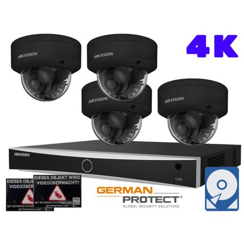 Hikvision M-38 Videoüberwachungsset 4x Dome Kamera 4K+ NVR 8 Kanal + 4 TB Festplatte 