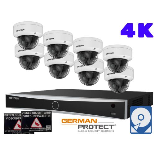 Hikvision M41 Videoüberwachungsset 8x Dome Kamera 4K+ NVR 16 Kanal + 4 TB Festplatte 