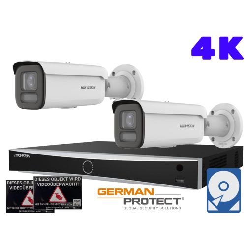 Hikvision M48 Videoüberwachungsset 2x Bullet Kamera 4K+ NVR 8 Kanal + 4 TB HDD