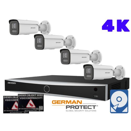 Hikvision M49 Videoüberwachungsset 4x Bullet Kamera 4K+ NVR 8 Kanal + 4 TB HDD