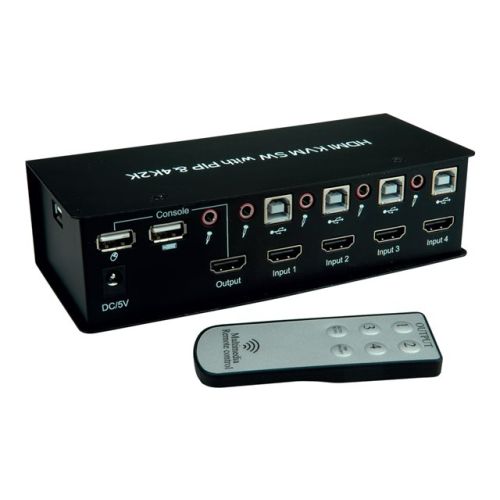  VALUE 4K HDMI USB 2.0 KVM-Audio-Switch mit USB Hub, 1 User - 4 PCs
