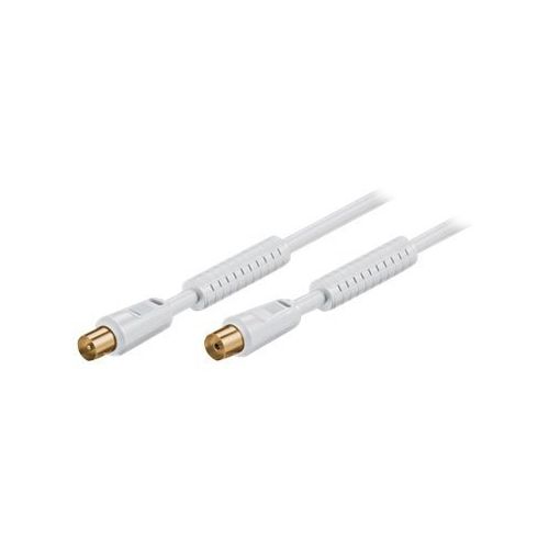 VALUE - Antennenkabel - IEC-Anschluss (M) bis IEC-Anschluss (W) - 1.5 m - doppelt abgeschirmtes Koaxialkabel - weiß
