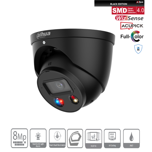 IPC-HDW3849HP-AS-PV-0280B-S5-Black (2.8mm) Turret Kamera 4K