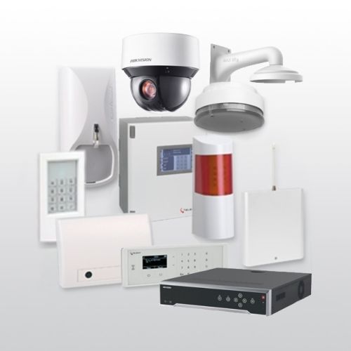 Telenot Funkalarmanlage Komplettset professional mit Außenbereich Videoüberwachung Set 12 inkl. HIKVision Set mit 4 Kameras und 1 NVR