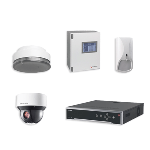 Telenot Funkalarmanlage Komplettset professional mit Außenbereich Videoüberwachung Set 2 inkl. HIKVision Set mit 6 Kameras und 1 NVR