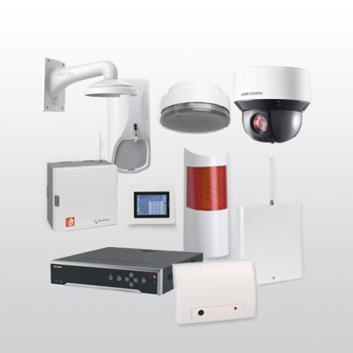 Telenot Funkalarmanlage Komplettset professional mit Außenbereich Videoüberwachung Set 5 inkl. HIKVision Set mit 4 Kameras und 1 NVR