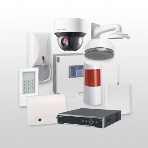 Telenot Funkalarmanlage Komplettset professional mit Außenbereich Videoüberwachung Set 9 inkl. HIKVision Set mit 4 Kameras und 1 NVR