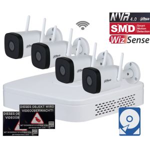 Dahua D10 WLAN Videoüberwachungsset 4x Bullet Kamera 4MP + NVR 4 Kanal + 2 TB Festplatte 