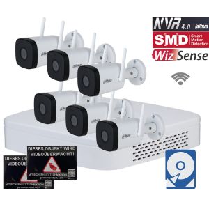 Dahua D11 WLAN Videoüberwachungsset 6x Bullet Kamera 4MP + NVR 8 Kanal + 2 TB Festplatte 