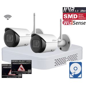 Dahua D7 WLAN Videoüberwachungsset 2x Bullet Kamera 4MP + NVR 4 Kanal + 2 TB Festplatte 