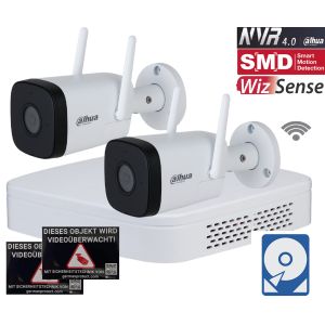 Dahua D9 WLAN Videoüberwachungsset 2x Bullet Kamera 4MP + NVR 4 Kanal + 2 TB Festplatte 