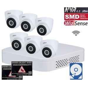 Dahua D12 WLAN Videoüberwachungsset 6x Turret Kamera 4MP + NVR 8 Kanal + 2 TB Festplatte 