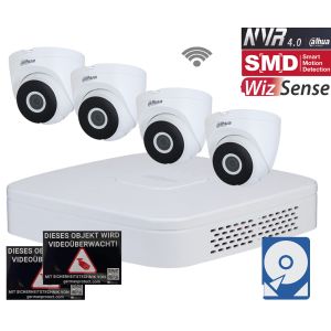 Dahua D13 WLAN Videoüberwachungsset 4x Turret Kamera 4MP + NVR 4 Kanal + 2 TB Festplatte 