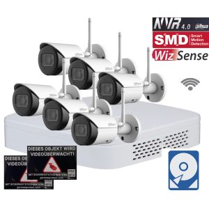 Dahua D8 WLAN Videoüberwachungsset 6x Bullet Kamera 4MP + NVR 8 Kanal + 2 TB Festplatte 