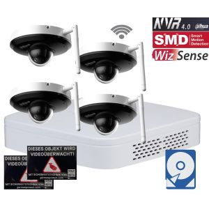 Dahua D19 WLAN Videoüberwachungsset 4x PTZ Dome Kamera 4MP + NVR 4 Kanal + 2 TB Festplatte 