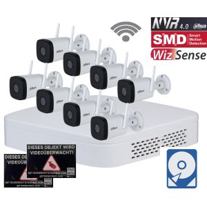 Dahua D23 WLAN Videoüberwachungsset 8x Bullet Kamera 4MP + NVR 8 Kanal + 2 TB Festplatte 