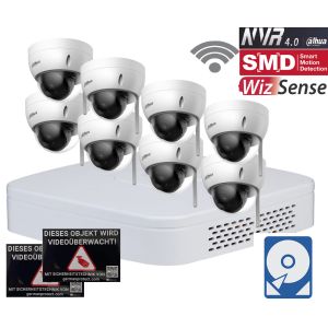 Dahua D24 WLAN Videoüberwachungsset 6x Dome Kamera 4MP + NVR 4 Kanal + 2 TB Festplatte 