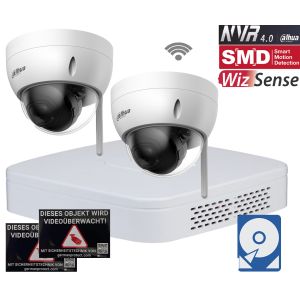 Dahua D15 WLAN Videoüberwachungsset 2x Dome Kamera 4MP + NVR 4 Kanal + 2 TB Festplatte 