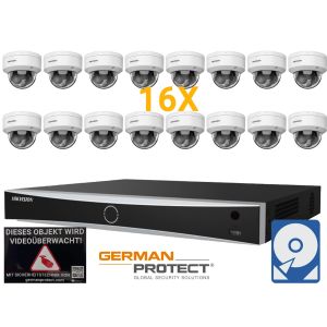 Hikvision M22 Videoüberwachungsset 16x Dome Kamera 4MP + NVR 16 Kanal PoE + 4 TB Festplatte