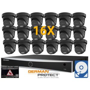 Hikvision M14 Videoüberwachungsset 16x Turret Kamera  4MP + NVR 16 Kanal PoE + 4 TB Festplatte