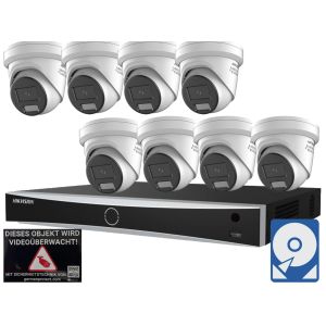 Hikvision M9 Videoüberwachungsset 8x Turret Kamera  4MP + NVR 8 Kanal + 4 TB Festplatte