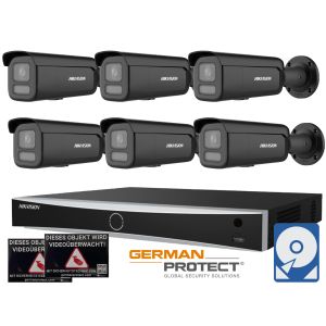 Hikvision M27 Videoüberwachungsset 6x Bullet Kamera Black 4MP + NVR 8 Kanal + 4 TB Festplatte 