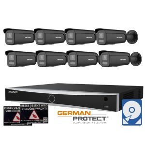 Hikvision M29 Videoüberwachungsset 8x Bullet Kamera Black 4MP + NVR 8 Kanal + 4 TB Festplatte 