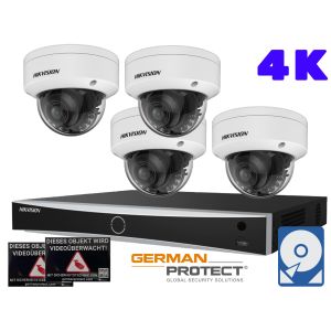 Hikvision M37 Videoüberwachungsset 4x Dome Kamera 4K+ NVR 8 Kanal + 4 TB Festplatte 