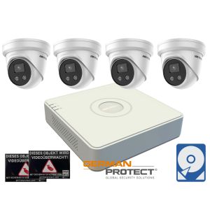 Hikvision M43 Videoüberwachungsset 4x Turret Kamera 4MP+ NVR 4 Kanal + 2 TB Festplatte 