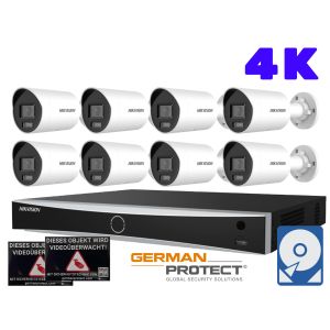 Hikvision M31 Videoüberwachungsset 8x Bullet Kamera 4K+ NVR 8 Kanal + 4 TB Festplatte 