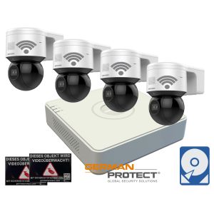 Hikvision M46 Videoüberwachungsset 4x WLAN Mini-PTZ Kamera 4MP+ NVR 8 Kanal + 2 TB HDD 