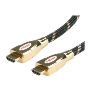 Roline Gold - HDMI mit Ethernetkabel - HDMI (M) bis HDMI (M) - 1 m - Doppelisolierung - Schwarz, Gold