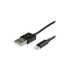 VALUE - Lightning-Kabel - Lightning (M) bis USB (M) - 1 m - abgeschirmt - Schwarz