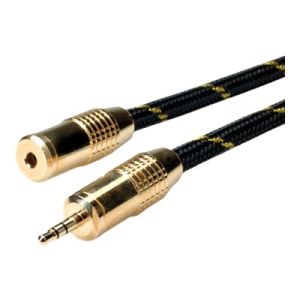 Roline Gold - Audioverlängerungskabel - stereo mini jack (W) bis stereo mini jack (M) - 2.5 m - abgeschirmt - Schwarz, Gold