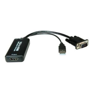 Roline - HDMI-Adapter - HDMI / VGA / USB - HDMI (W) bis USB, HD-15 (M) - 15 cm - Schwarz