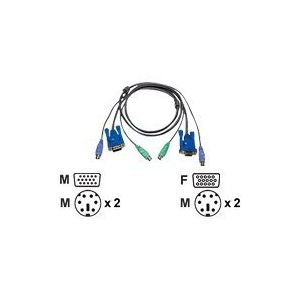 ATEN 2L-5003P/C - Tastatur- / Video- / Maus- (KVM-) Kabel - PS/2, 6-polig, HD-15 (M) bis PS/2, 6-polig, HD-15 - 3 m - für ATEN CS-142; MasterView CS-124, 84, 88, 9134; MasterView Lite CS142; MasterView Plus CS138