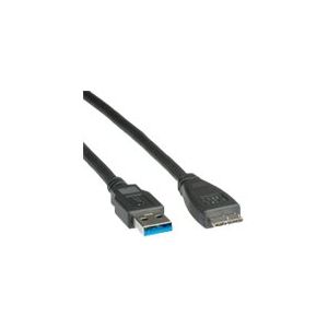 Roline - USB-Kabel - 10-polig Micro-USB Typ A (M) bis USB Type A (M) - USB 3.0 - 80 cm - Schwarz