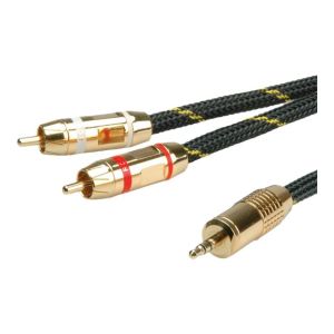 Roline Gold - Audiokabel - RCA (M) bis stereo mini jack (M) - 5 m - abgeschirmt - Schwarz, Gold