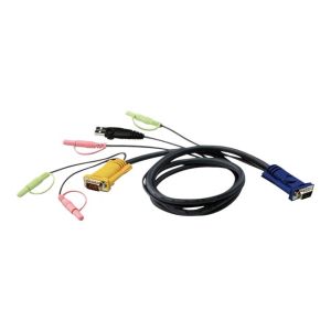 ATEN 2L-5305U - Tastatur- / Video- / Maus- / Audio-Kabel - DB-15, Mini-Stecker (M) bis USB, HD-15, Mini-Stecker (M) - 5 m - für ATEN CS1732, CS1734; Master View max CS-1754, CS-1758; MasterView CS-1732, CS-1734