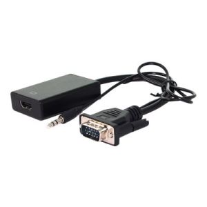 VALUE - HDMI-Adapter - HDMI / VGA / Audio - HDMI (W) bis HD-15, mini-phone stereo 3.5 mm (M) - 15 cm - Schwarz