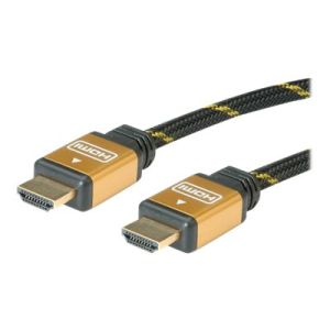 Roline Gold HDMI High Speed Cable with Ethernet - HDMI mit Ethernetkabel - HDMI (M) bis HDMI (M) - 10 m - Doppelisolierung - Schwarz, Gold