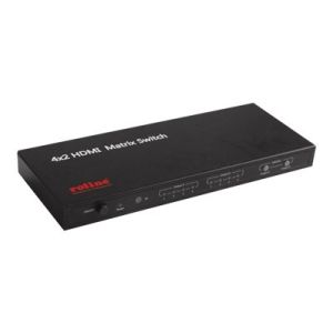 ROLINE HDMI Matrix Switch, 4 x 2 - Video/Audio-Schalter - 4 x HDMI + 2 x HDMI - Desktop