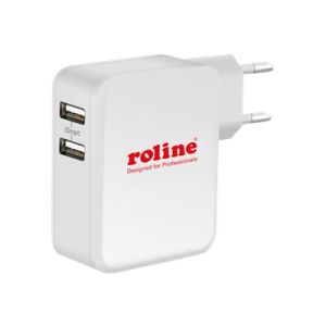 Roline - Netzteil - 24 Watt - 4.8 A - 2 Ausgabeanschlussstellen (USB (nur Strom)) - weiß