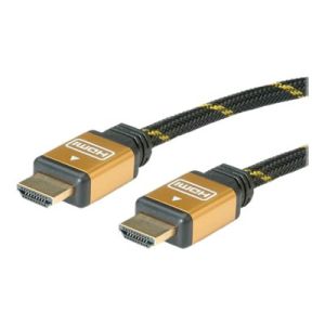 Roline Gold HDMI High Speed Cable with Ethernet - HDMI mit Ethernetkabel - HDMI (M) bis HDMI (M) - 15 m - Doppelisolierung - Schwarz, Gold