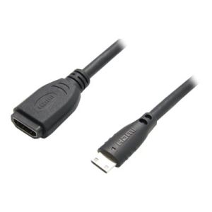 VALUE - HDMI-Adapter - mini HDMI (M) bis HDMI (W) - 15 cm - Schwarz - geformt