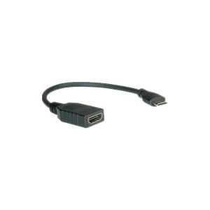 Roline - HDMI mit Ethernetkabel - mini HDMI (M) bis HDMI (W) - 15 cm - abgeschirmt - Schwarz