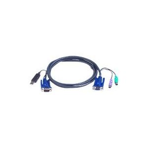 ATEN Intelligent KVM Cable 2L-5503UP - Tastatur- / Video- / Maus- / USB-Kabel - USB, HD-15 (M) bis PS/2, HD-15 - 3 m